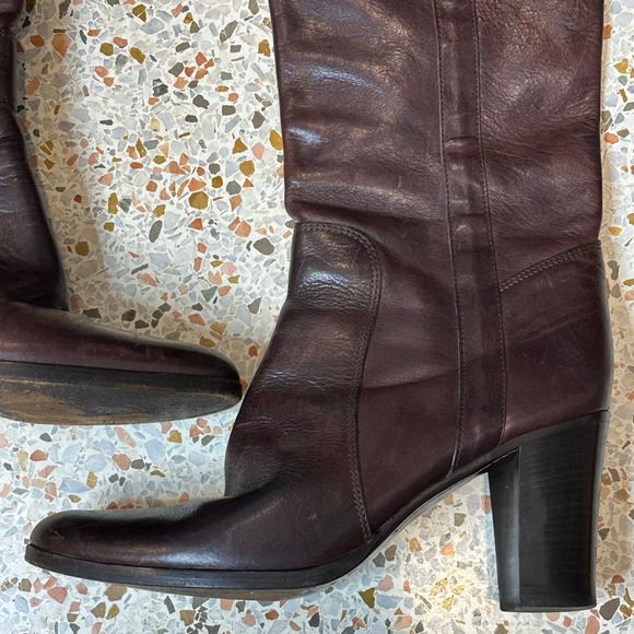 Sigerson Morrison Brown Leather Tall Cuffed Riding Boots Women's Size 8.5 narrow - Picture 8 of 10